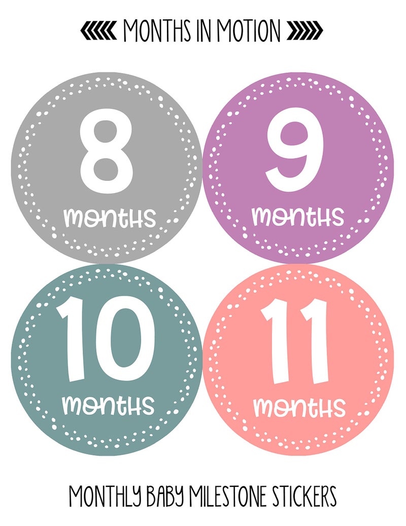 Months in Motion Baby Monthly Stickers - Baby Milestone Stickers - Newborn Girl Stickers - Month Stickers for Baby Girl - Baby Girl Stickers - Newborn Monthly Milestone Stickers - Set of 20 - Image 4